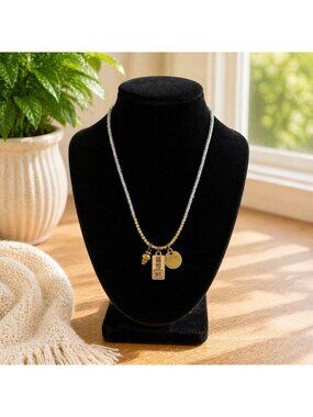 Handcrafted Beaded Necklace With Gold-Tone Charms & #GirlLove Pendant Boho Style